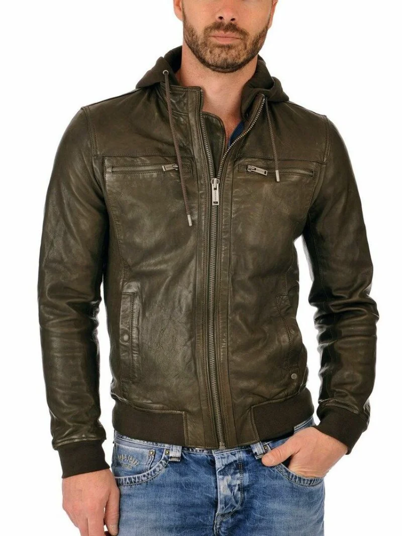 New Men's Green Real Leather Jacket Hoodies Bomber Biker Leather Jacket NFS 036
New Men's Green Real Leather Jacket Hoodies Bomber Biker Leather Jacket NFS 036