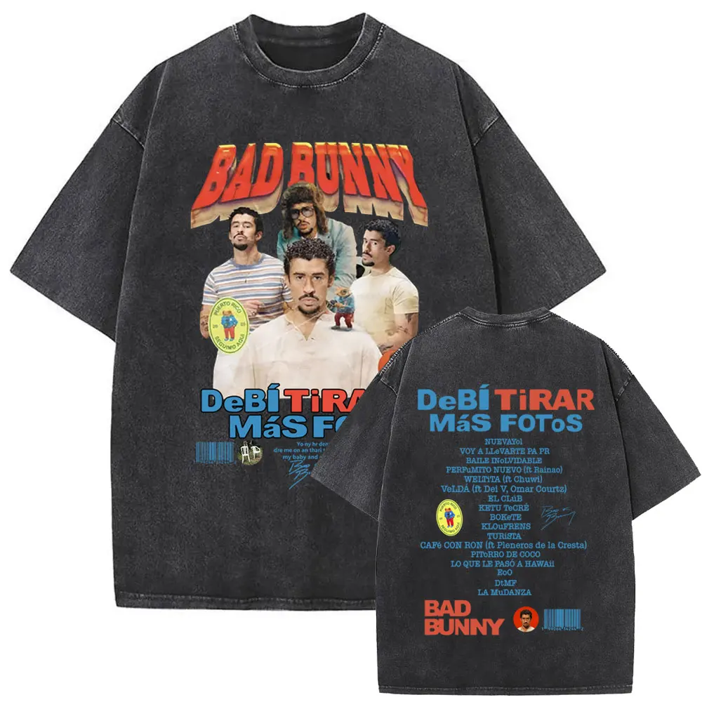 Washed Vintage Rapper Bad Bunny Graphic T-shirt DeBi TiRAR MaS FOToS DTMF Print T Shirts Men Hip Hop Vintage Oversized T-shirts
Washed Vintage Rapper Bad Bunny Graphic T-shirt DeBi TiRAR MaS FOToS DTMF Print T Shirts Men Hip Hop Vintage Oversized T-shirts