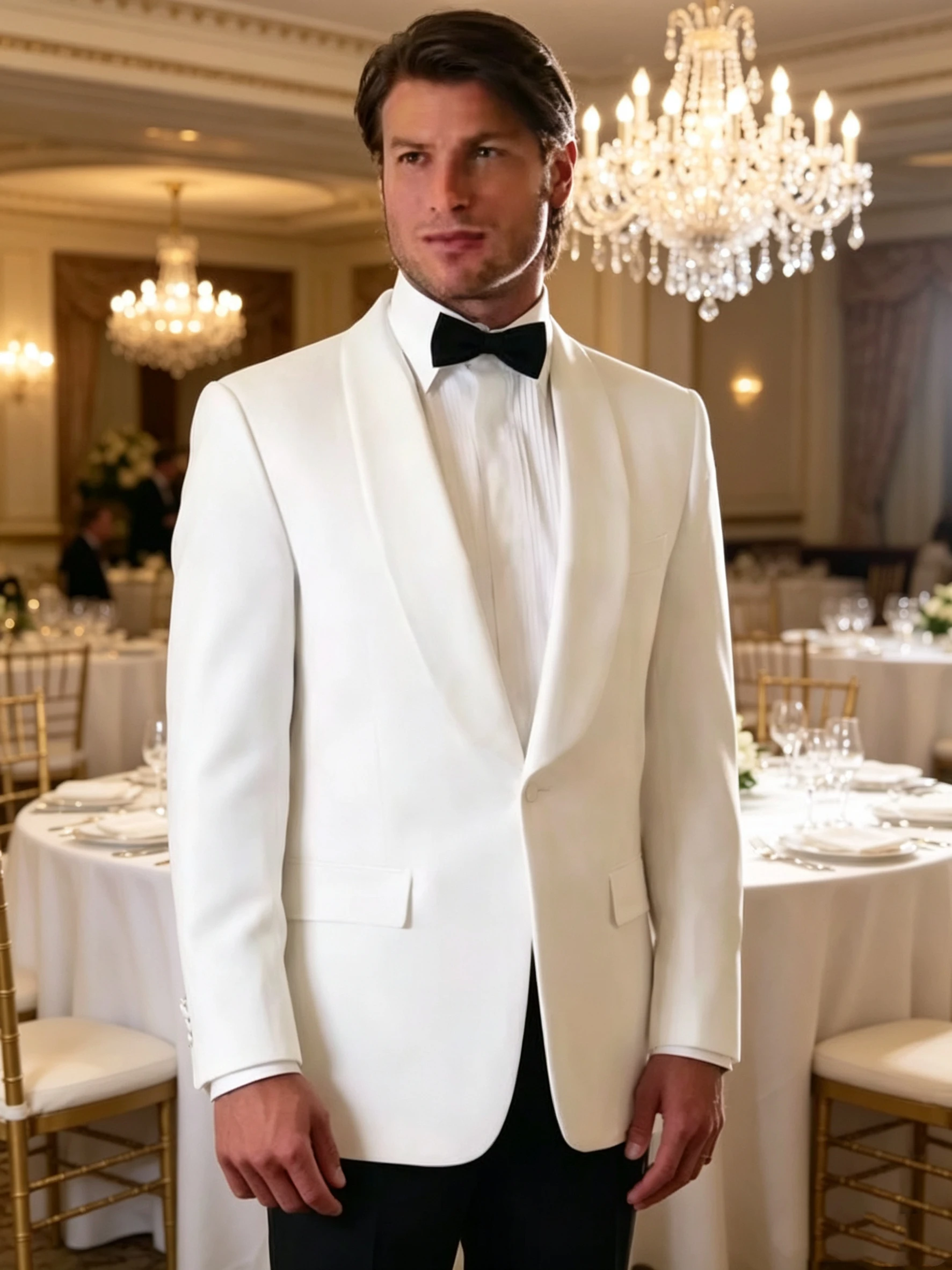 Men's 2-Piece Ivory Formal Groom Suits Shaw Lapel Single Breasted Blazer And Pants Set for Office Business And Wedding Outfits
Men's 2-Piece Ivory Formal Groom Suits Shaw Lapel Single Breasted Blazer And Pants Set for Office Business And Wedding Outfits