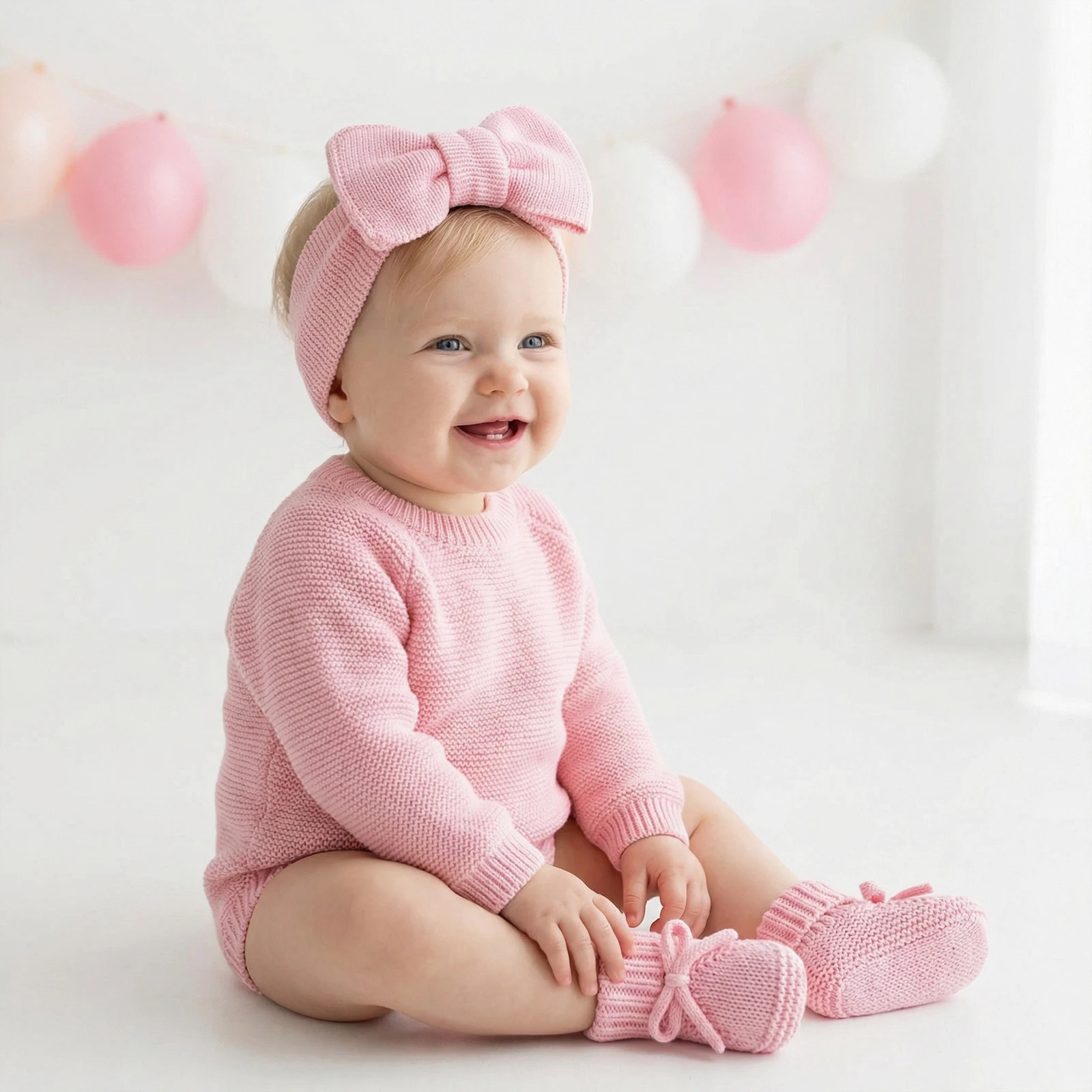 Cute Baby Knitted Crib Shoes Headwear Present Set, Soft Sole Warm Newborn Sock Shoes Booties and Bowknot Headband
Cute Baby Knitted Crib Shoes Headwear Present Set, Soft Sole Warm Newborn Sock Shoes Booties and Bowknot Headband