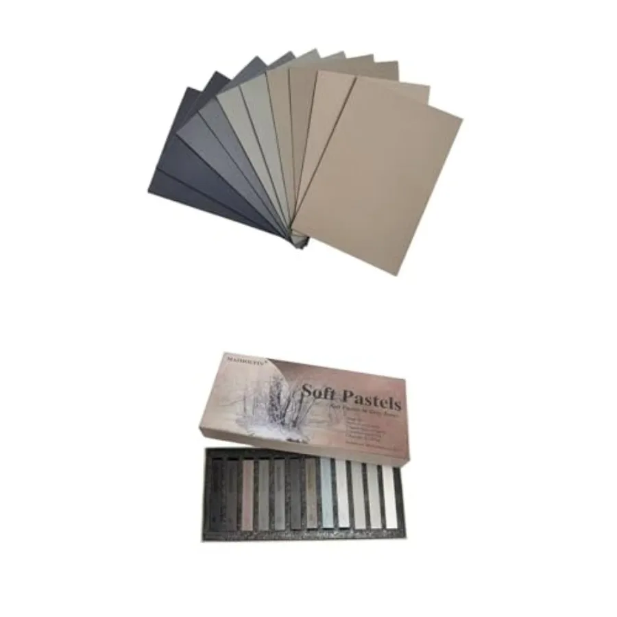 10 Sheets of 5 Colors Sanded Pastel Paper and 12 Colors Soft Pastels Set for Artists, Beginners
10 Sheets of 5 Colors Sanded Pastel Paper and 12 Colors Soft Pastels Set for Artists, Beginners