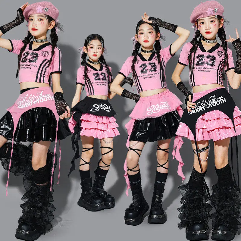 Girls K-pop Pink Crop Top Street Dance Leather Skirt Cool Clothes Set Group Jazz Stage Performance Costume Hip Hop Streetwear
Girls K-pop Pink Crop Top Street Dance Leather Skirt Cool Clothes Set Group Jazz Stage Performance Costume Hip Hop Streetwear