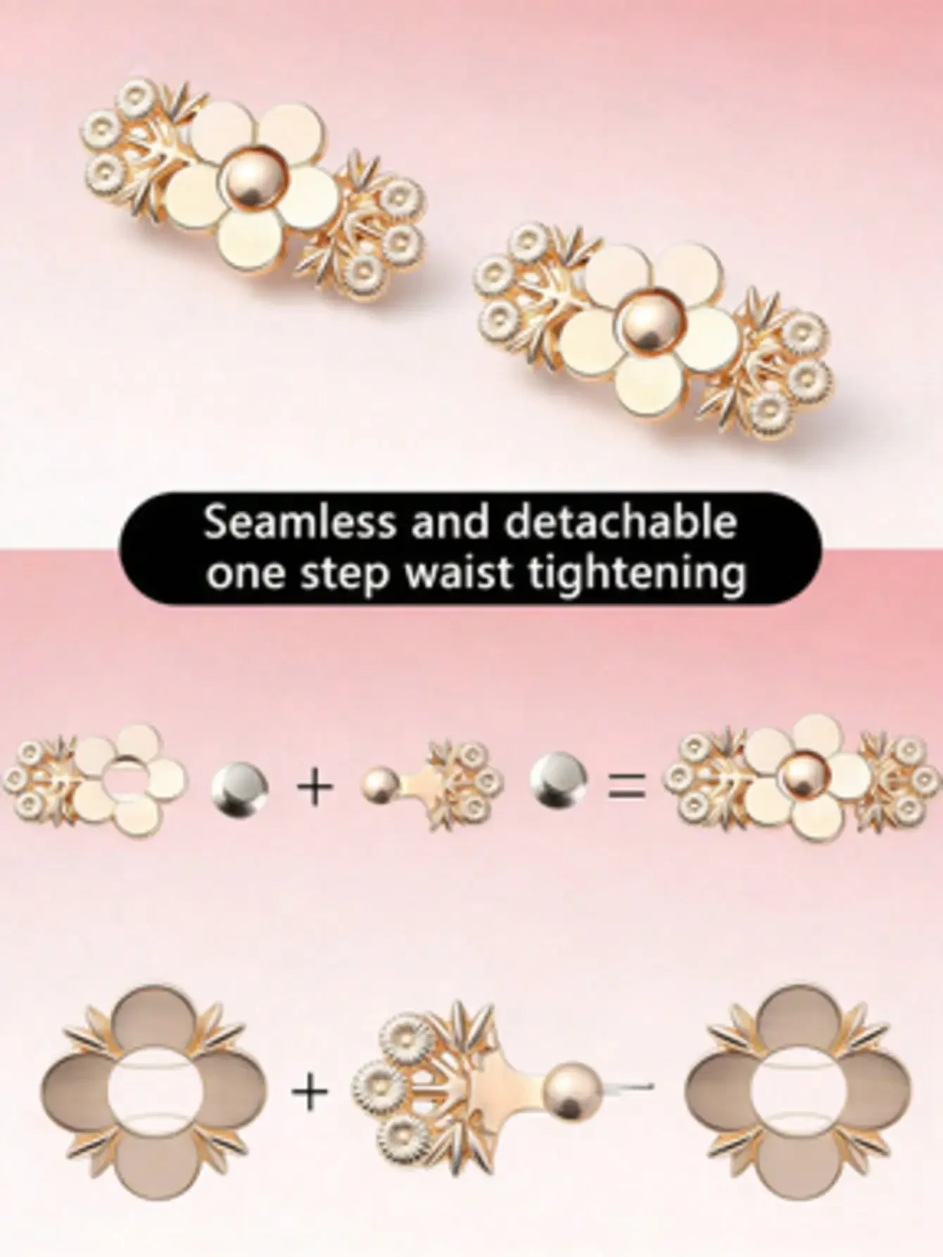 Invisible Seamless Jean Buckle, Detachable No Nails Adjustable Fastener Pin For Women Skirts Pants, Zero Trace Fixing Clasp
Invisible Seamless Jean Buckle, Detachable No Nails Adjustable Fastener Pin For Women Skirts Pants, Zero Trace Fixing Clasp
