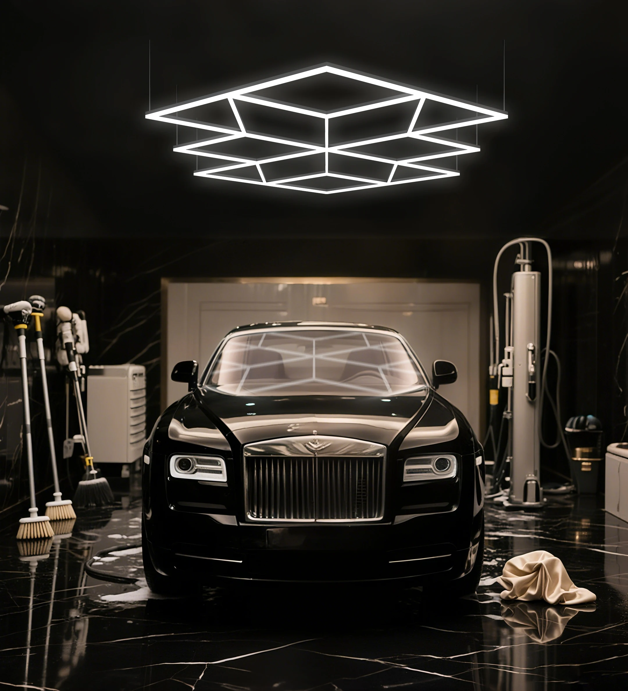 Waterproof Geometric Car Washing Light Dimmable 6500K LED Hexagon Lighting for Detailing Station and Car Wash Room Garage
Waterproof Geometric Car Washing Light Dimmable 6500K LED Hexagon Lighting for Detailing Station and Car Wash Room Garage