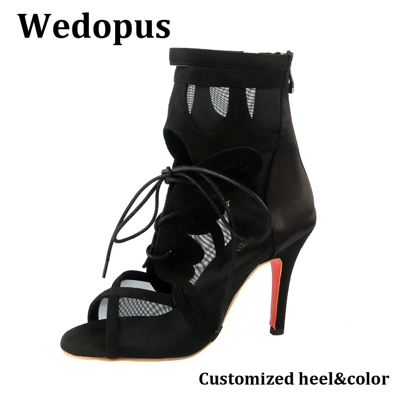 Wedopus черные танцевальные ботинки на высоком каблуке по индивидуальному заказу, красная резиновая подошва, новые элегантные женские танцевальные туфли, ботинки с открытым носком
Wedopus черные танцевальные ботинки на высоком каблуке по индивидуальному заказу, красная резиновая подошва, новые элегантные женские танцевальные туфли, ботинки с открытым носком