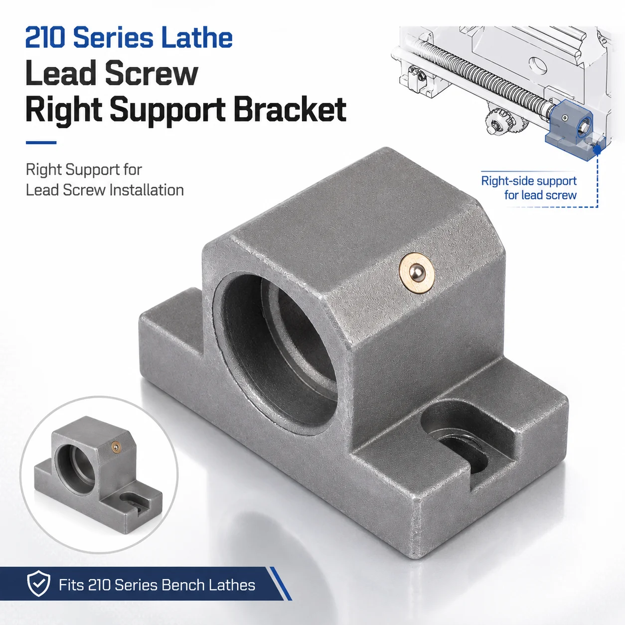 Right Lead Screw Support Bracket for WM210V-423 BHC210 HS210 JY210V CTC210 HBM210 TD2004 TYTAN 500 Profi 400V Lathe
Right Lead Screw Support Bracket for WM210V-423 BHC210 HS210 JY210V CTC210 HBM210 TD2004 TYTAN 500 Profi 400V Lathe