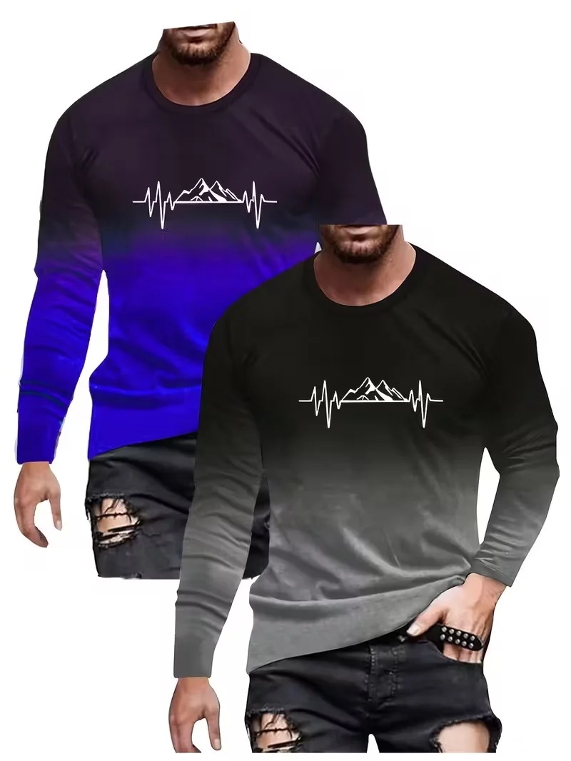 New loose and comfortable casual sports versatile fashion print gradient pattern round neck long sleeved T-shirt men's top
New loose and comfortable casual sports versatile fashion print gradient pattern round neck long sleeved T-shirt men's top