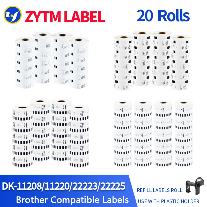20Rolls Brother Compatiable DK-11208/DK-11220/DK-22223/DK-22225 Label for Brother Thermal Printer QL-700/800/1060/1100
20Rolls Brother Compatiable DK-11208/DK-11220/DK-22223/DK-22225 Label for Brother Thermal Printer QL-700/800/1060/1100