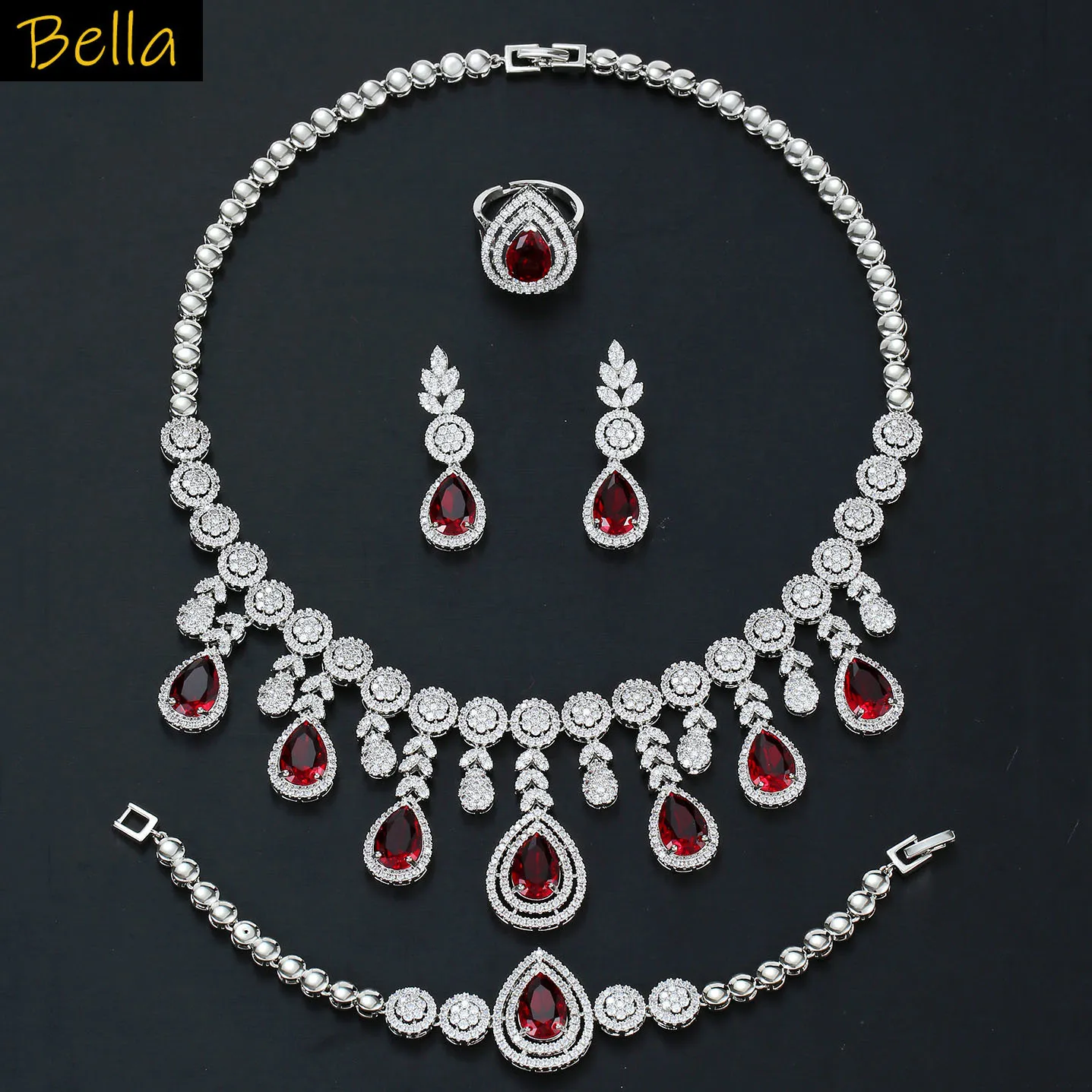 luxury jewelry sets 4pcs necklace earrings ring bracelet zirconia silver color red blue water drop jewelry set wedding party
luxury jewelry sets 4pcs necklace earrings ring bracelet zirconia silver color red blue water drop jewelry set wedding party