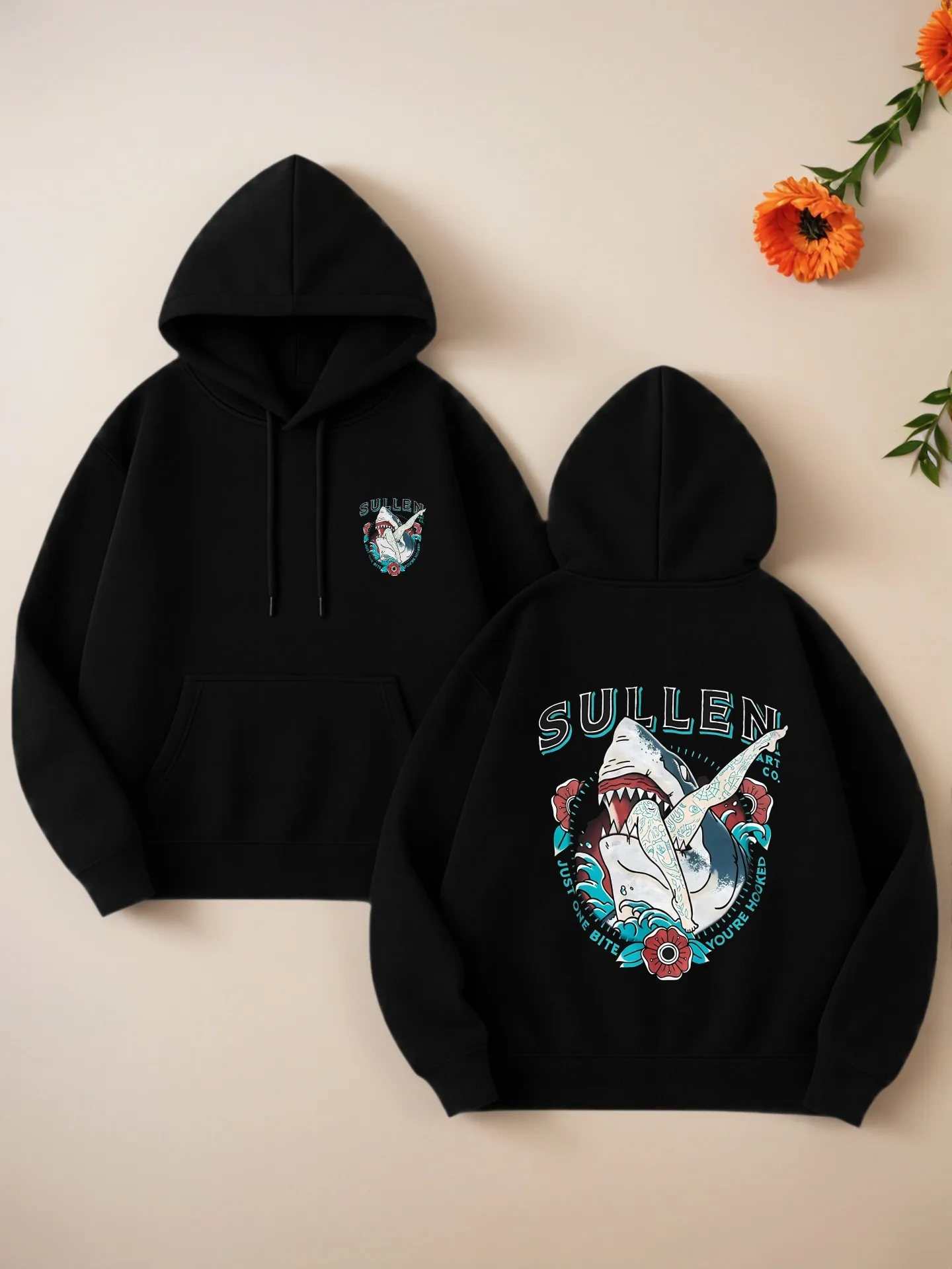 Graphic Hoodie Women, Shark & Floral Print, Streetwear Style, Soft Fabric, Casual Everyday Wear, For Teens
Graphic Hoodie Women, Shark & Floral Print, Streetwear Style, Soft Fabric, Casual Everyday Wear, For Teens