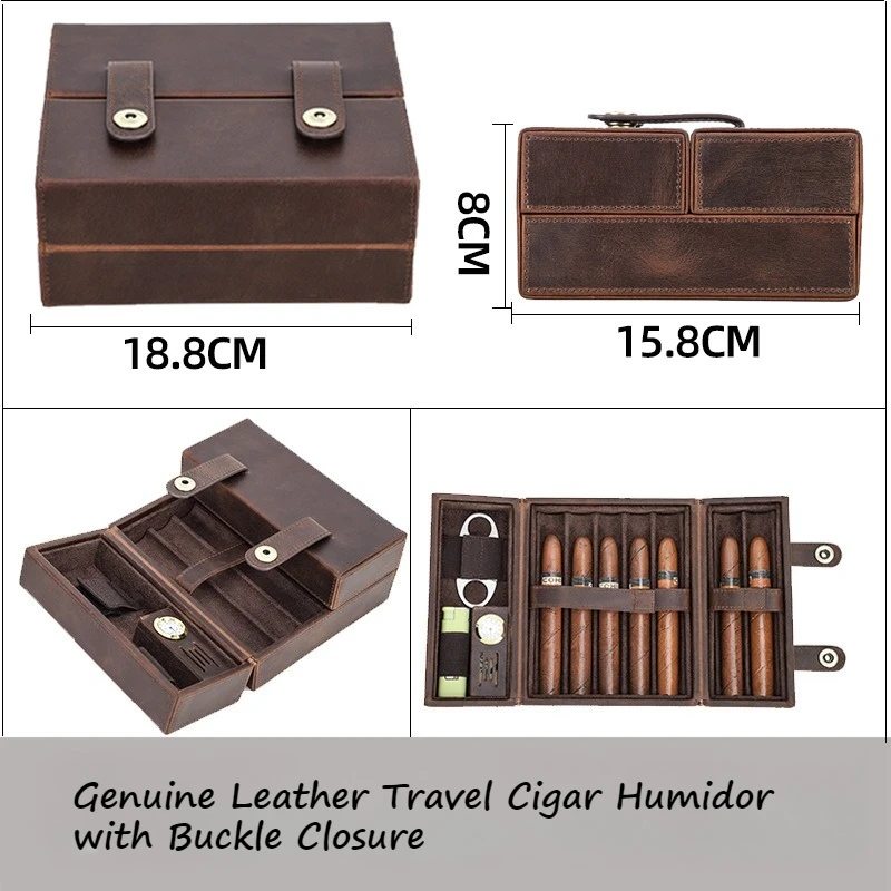 Vintage Crazy Horse Leather Cigar Case with Buckle Closure, Flip-Top Portable Travel Humidor, Genuine Leather Cigar Storage Box
Vintage Crazy Horse Leather Cigar Case with Buckle Closure, Flip-Top Portable Travel Humidor, Genuine Leather Cigar Storage Box
