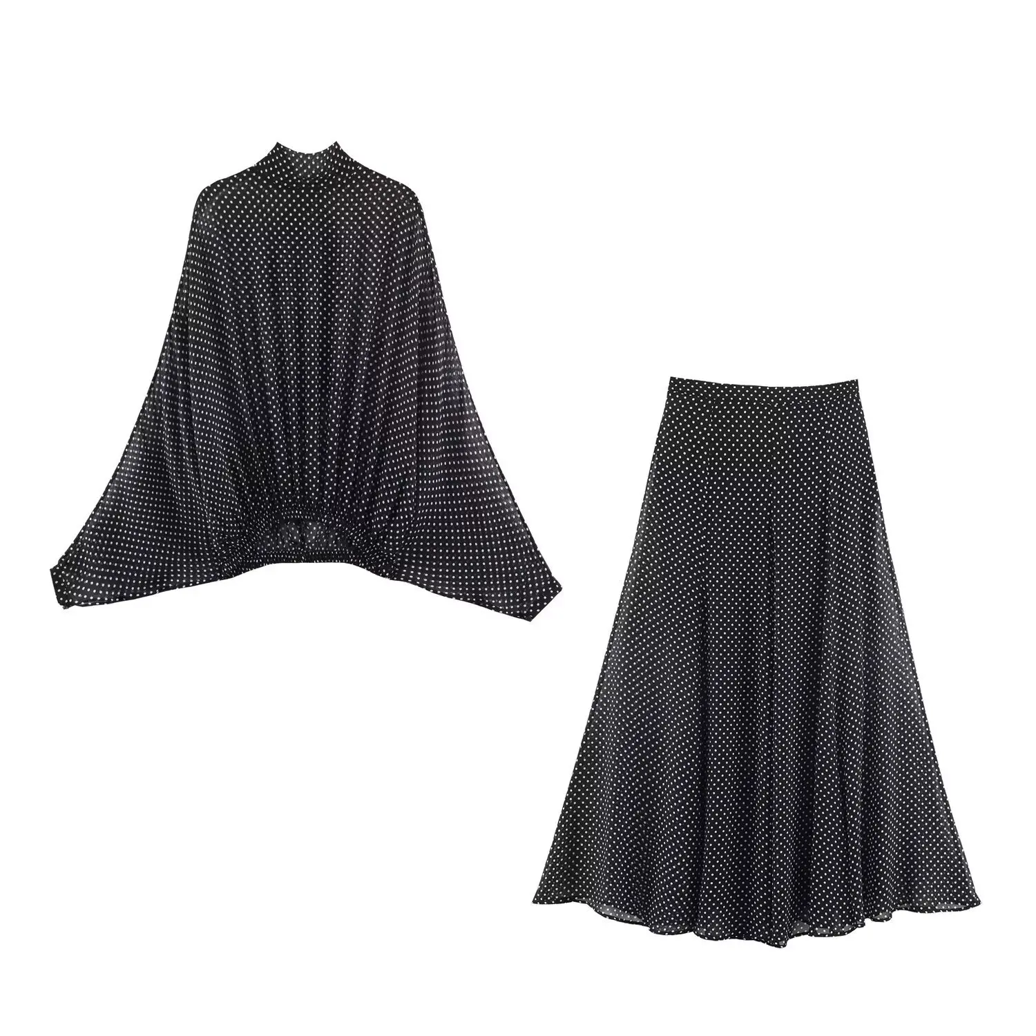 Withered 2026 European And American New Semi High Neck Polka Dot Pullover Shirt+high Waisted Long Skirt Half Skirt For Women
Withered 2026 European And American New Semi High Neck Polka Dot Pullover Shirt+high Waisted Long Skirt Half Skirt For Women