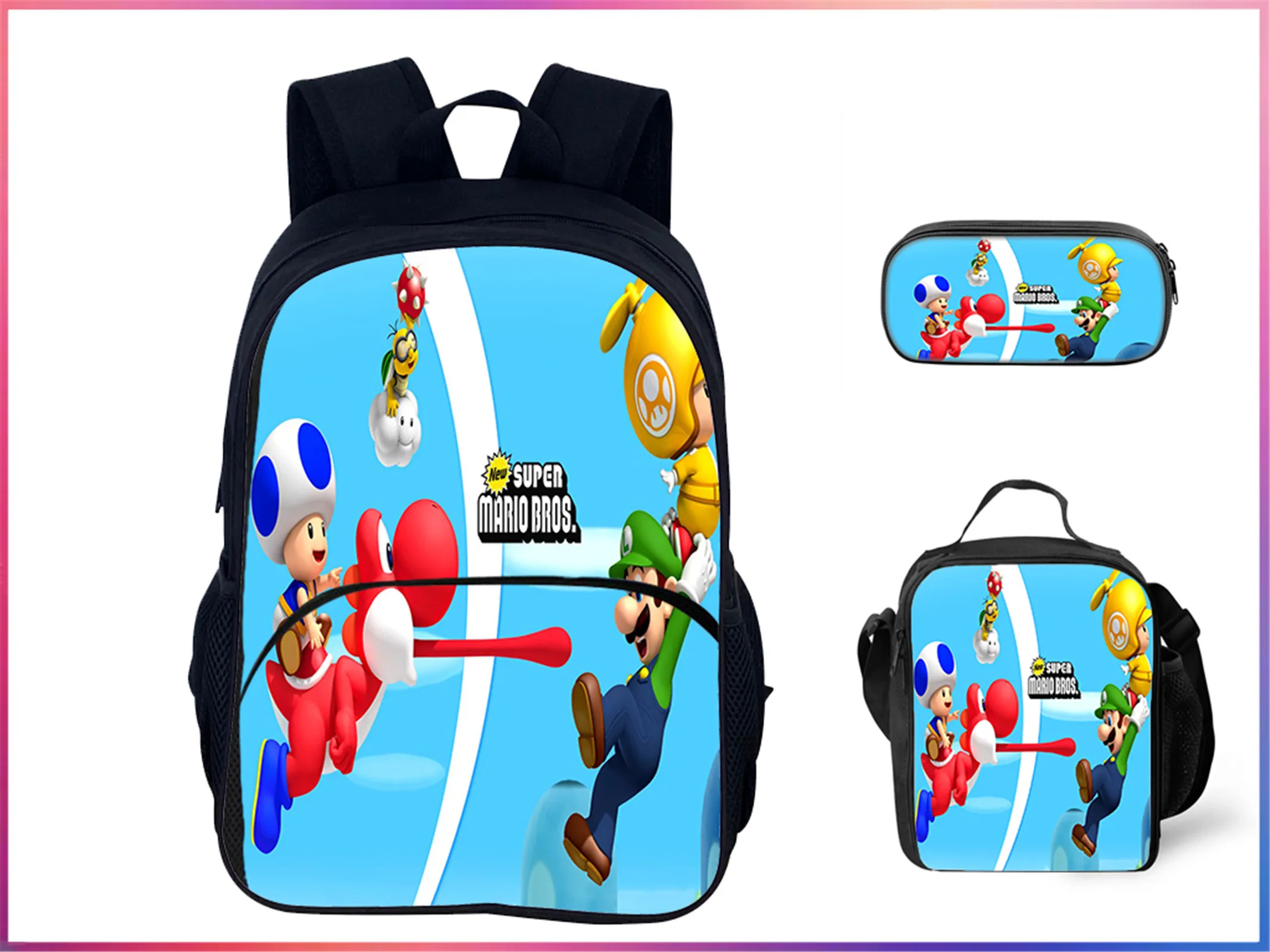 3 in 1 Rucksack Set-Elementary Children Super Mario Multifunction Backpack+Insulated Lunch Tote+Pencil Case for Unisex Boy Girl
3 in 1 Rucksack Set-Elementary Children Super Mario Multifunction Backpack+Insulated Lunch Tote+Pencil Case for Unisex Boy Girl