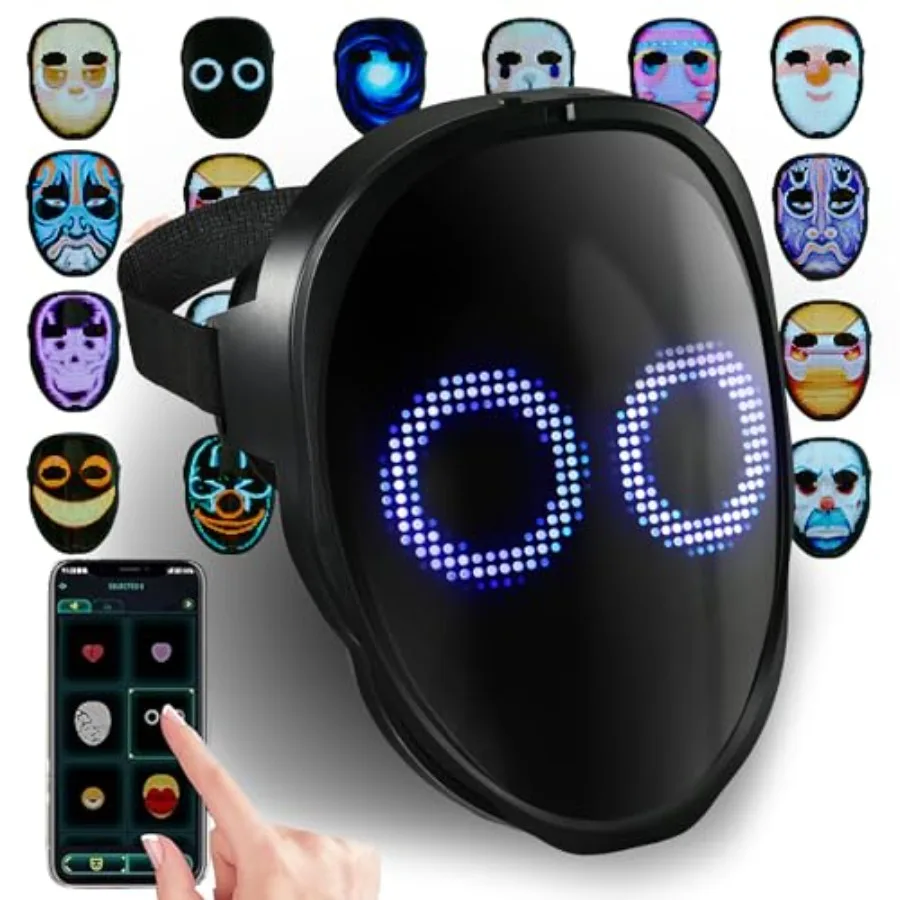 Маска для лица AIGLUN LED с изменением выражений и управлением жестами – крутая вещь для косплея и рождественских вечеринок
Маска для лица AIGLUN LED с изменением выражений и управлением жестами – крутая вещь для косплея и рождественских вечеринок