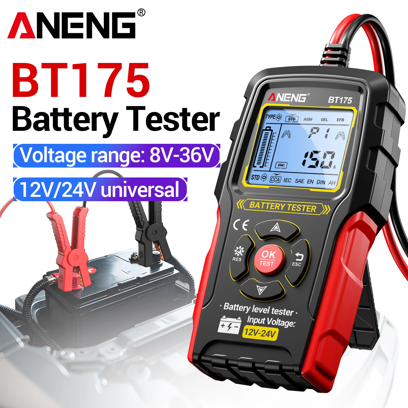 ANENG BT175 Battery Analyzer 8V-36V Wide Voltage Compatible Battery Testing Tool for Internal Resistance/Voltage/Power Detection
ANENG BT175 Battery Analyzer 8V-36V Wide Voltage Compatible Battery Testing Tool for Internal Resistance/Voltage/Power Detection