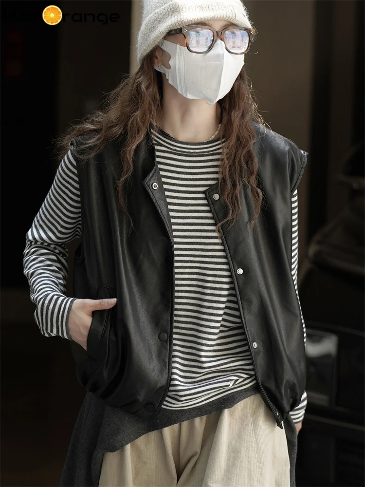 HanOrange 2025 Autumn Winter Fashion Retro O-Neck Single Breasted PU Vest Lightweight Sleeveless Top Black/Light Gray
HanOrange 2025 Autumn Winter Fashion Retro O-Neck Single Breasted PU Vest Lightweight Sleeveless Top Black/Light Gray