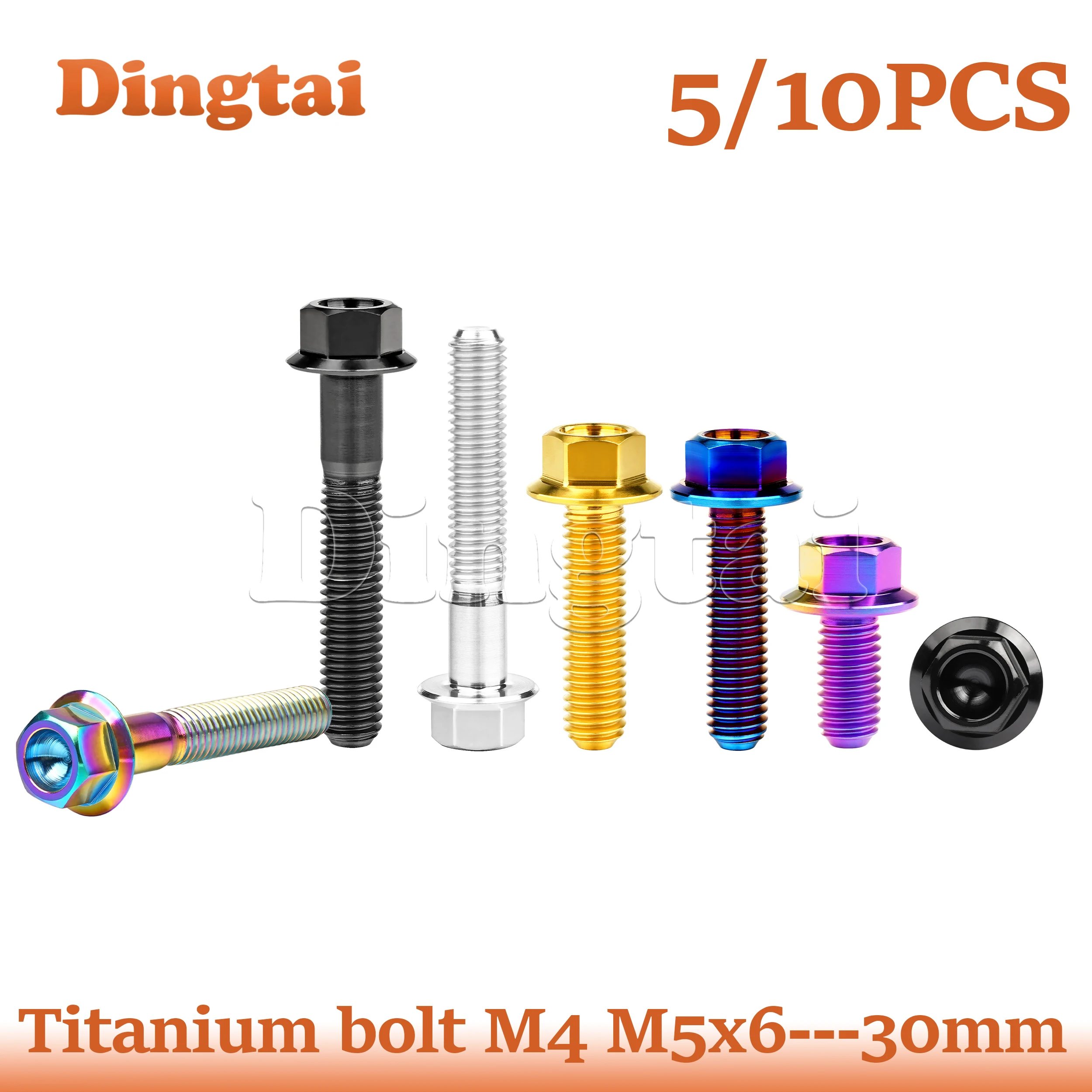 Dingtai Titanium BoltS 5/10PCS M4M5x10/15/20/25/30mm Flange Hex Small Head Screws for Bicycle Motorcycle
Dingtai Titanium BoltS 5/10PCS M4M5x10/15/20/25/30mm Flange Hex Small Head Screws for Bicycle Motorcycle