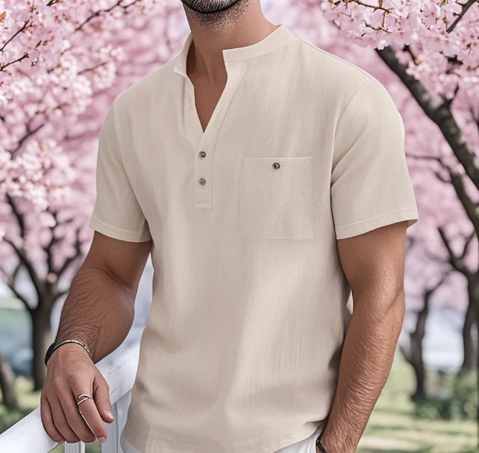 Summer Men's Cotton and Linen Shirt Casual Short Sleeved Stand Up Collar Top Breathable Loose Men's Fashionable Streetwear
Summer Men's Cotton and Linen Shirt Casual Short Sleeved Stand Up Collar Top Breathable Loose Men's Fashionable Streetwear