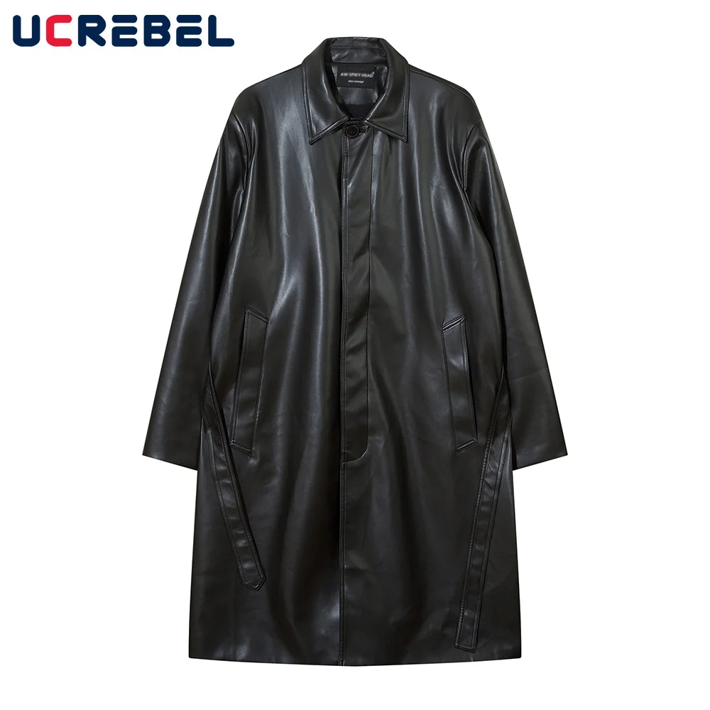 Solid Color Leather Coats Mens with Belt Autumn Winter High Street Lapel Long Sleeve Loose Long Coat Men Outerwear
Solid Color Leather Coats Mens with Belt Autumn Winter High Street Lapel Long Sleeve Loose Long Coat Men Outerwear