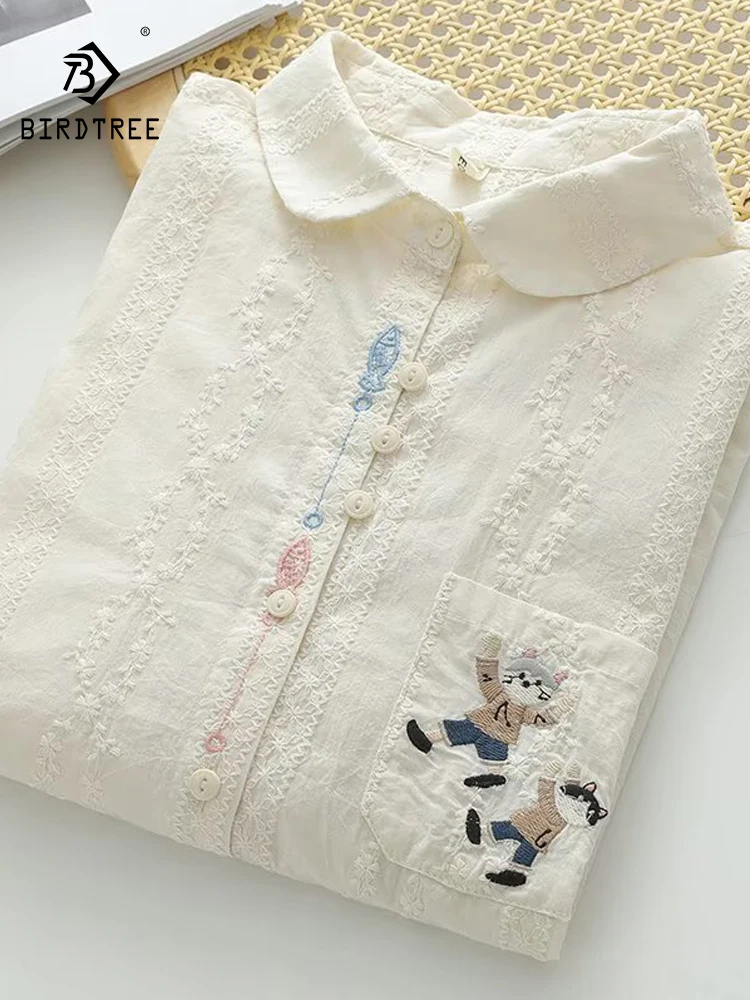 New 2025 Summer Cotton Short Sleeve Shirt, Women Turn-down Collar Cat Embroidery, Mori Girl Sweet Casual Loose Blouse T55745CC
New 2025 Summer Cotton Short Sleeve Shirt, Women Turn-down Collar Cat Embroidery, Mori Girl Sweet Casual Loose Blouse T55745CC