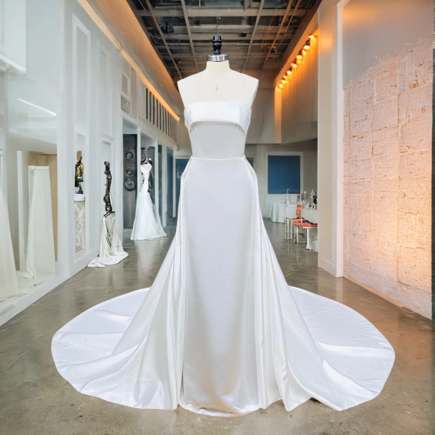 Light Effect Didn't Shiny High Quality Satin Mermaid Wedding Dresses with Detachable Train Bow Back Modern Bridal Gowns
Light Effect Didn't Shiny High Quality Satin Mermaid Wedding Dresses with Detachable Train Bow Back Modern Bridal Gowns