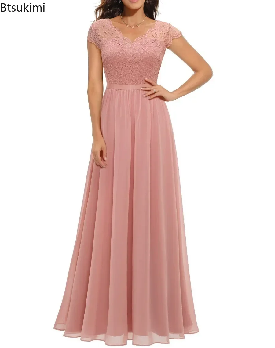 2025Women's Elegant Maxi Long Evening Dress Solid Lace Patchwork Backless V Neck High Waist Dress Wedding Party Bridesmaid Dress
2025Women's Elegant Maxi Long Evening Dress Solid Lace Patchwork Backless V Neck High Waist Dress Wedding Party Bridesmaid Dress