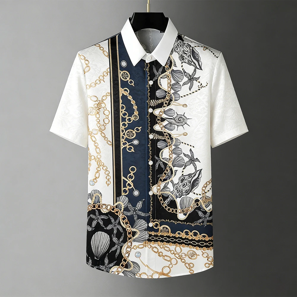 Men's summer new breathable soft short-sleeved shirt Baroque pattern 3D printed shirt men's formal casual business tops men
Men's summer new breathable soft short-sleeved shirt Baroque pattern 3D printed shirt men's formal casual business tops men