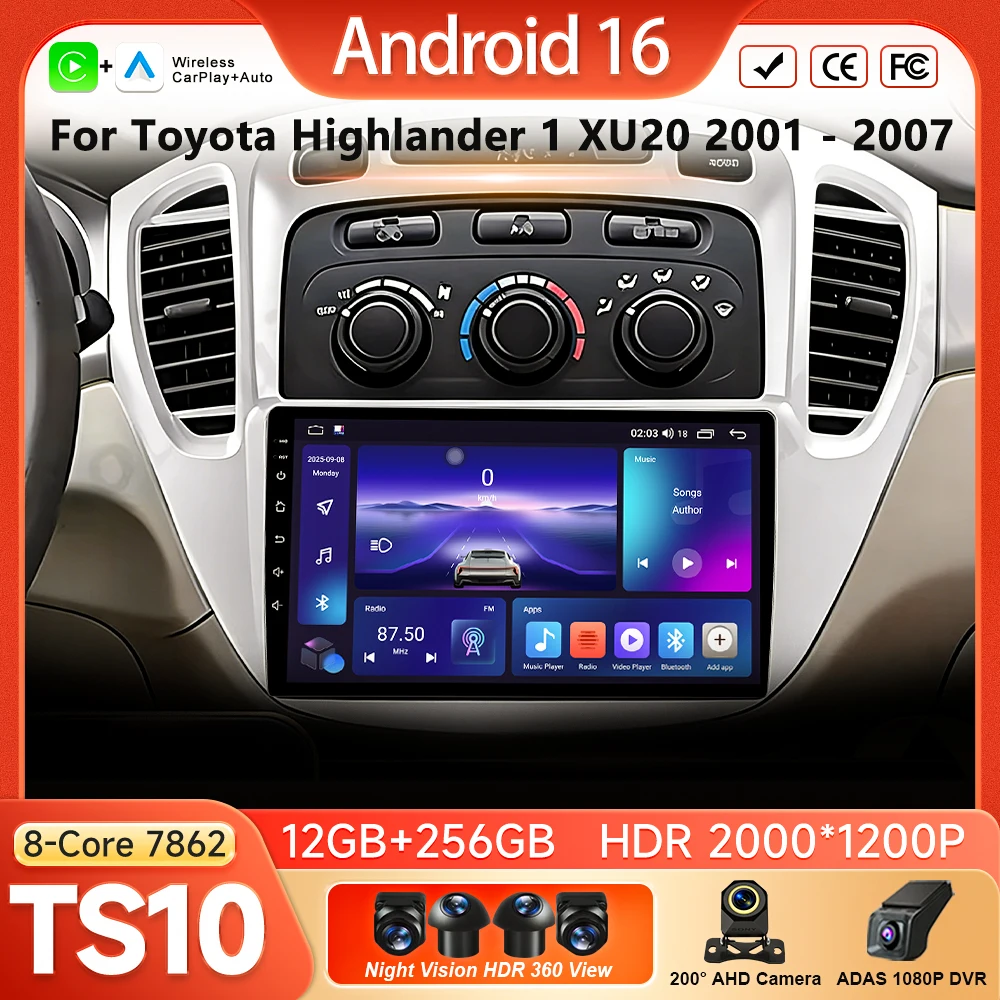 Android 16 Wireless Carplay Radio For Toyota Highlander 1 XU20 2001 - 2007 Car Play Multimedia Video Player GPS Navigation Wifi
Android 16 Wireless Carplay Radio For Toyota Highlander 1 XU20 2001 - 2007 Car Play Multimedia Video Player GPS Navigation Wifi