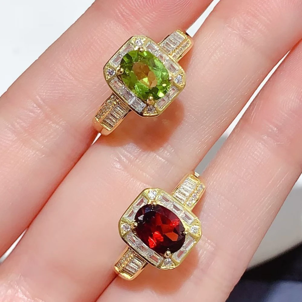 Guarantee Natural Garnet Ring 6x8mm Genuine Peridot Silver Ring with Certificate 925 Silver Garnet Jewelry for Women
Guarantee Natural Garnet Ring 6x8mm Genuine Peridot Silver Ring with Certificate 925 Silver Garnet Jewelry for Women