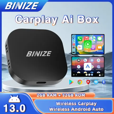 Binize CarPlay Ai Box Wireless Carplay & Android auto 2G+32G Android System For Toyota Volvo VW Kia Hyundai Mazda Peugeot