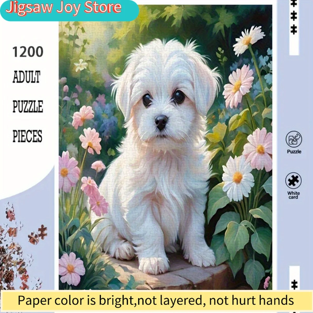 High Quality Jigsaw PuzzleCharming White Puppy in Garden 60cm80cm Jigsaw Puzzle for Living Room Decor, 1200pcs, Durable Cardbo
High Quality Jigsaw PuzzleCharming White Puppy in Garden 60cm80cm Jigsaw Puzzle for Living Room Decor, 1200pcs, Durable Cardbo