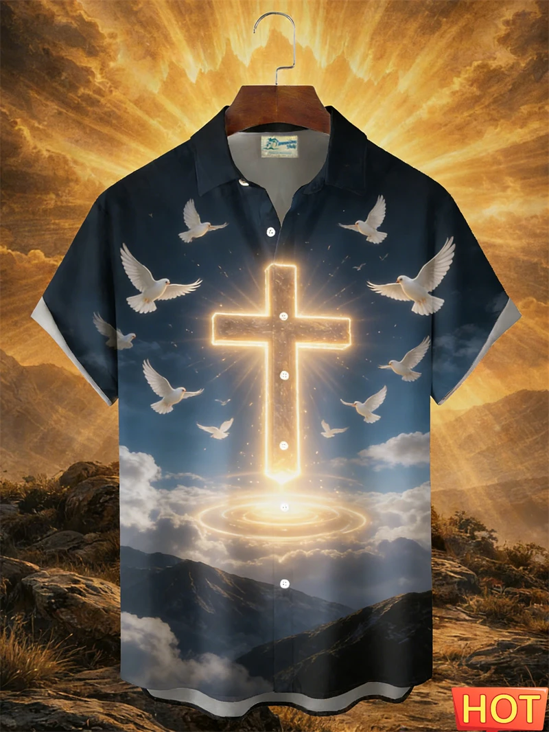 2026 Easter Cross Pattern Men's Short Sleeve Button Down Lapel Shirt For Summer Oversized Top Casual Christian Jesus Theme Shirt
2026 Easter Cross Pattern Men's Short Sleeve Button Down Lapel Shirt For Summer Oversized Top Casual Christian Jesus Theme Shirt