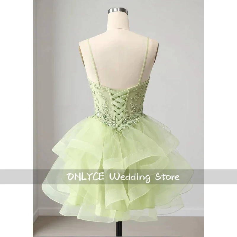 Tiered Mini Homecoming Dress Teens Sage Green Lace Applique Beads Short Prom Dress Tulle A Line Cocktail Party Gown Customized
Tiered Mini Homecoming Dress Teens Sage Green Lace Applique Beads Short Prom Dress Tulle A Line Cocktail Party Gown Customized