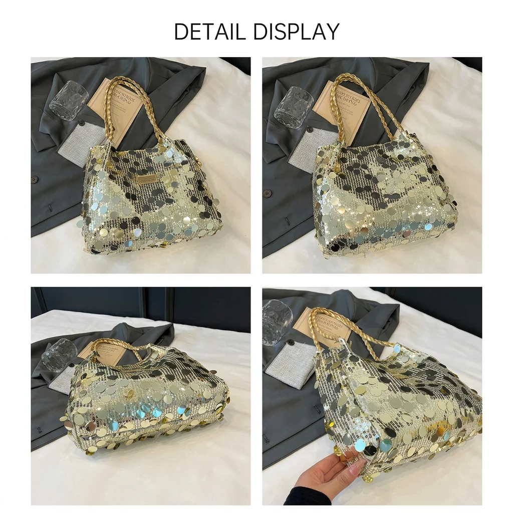 Sequined Shoulder Handbag Glitter Large Capacity Bag Women'S Glitter Bag Magnetic Closure Top-Handle Handbag For Casual Woman
Sequined Shoulder Handbag Glitter Large Capacity Bag Women'S Glitter Bag Magnetic Closure Top-Handle Handbag For Casual Woman