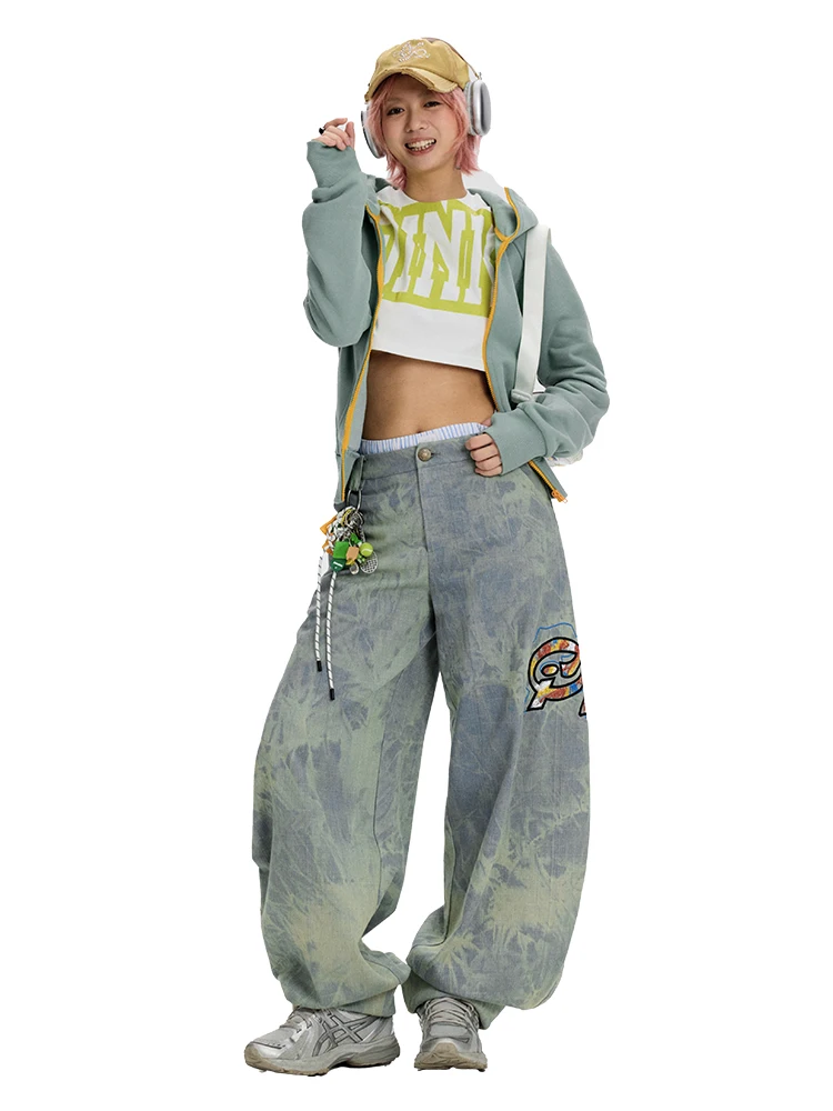 Slimming Loose Fit Women's Jeans Embroidered Bird Label Washed Light Blue Curved Knife Pants Vintage Style All Seasons
Slimming Loose Fit Women's Jeans Embroidered Bird Label Washed Light Blue Curved Knife Pants Vintage Style All Seasons