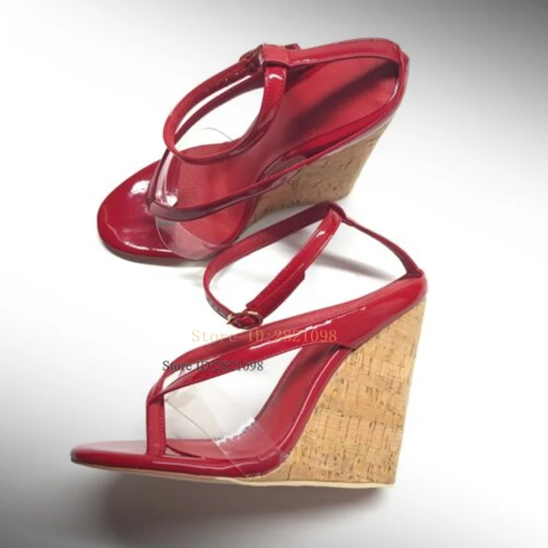 Red Leather with Pvc Wedge Heeled Sandals Summer Women's Shoes High Heels Open Toes Party Show Shoes
Red Leather with Pvc Wedge Heeled Sandals Summer Women's Shoes High Heels Open Toes Party Show Shoes