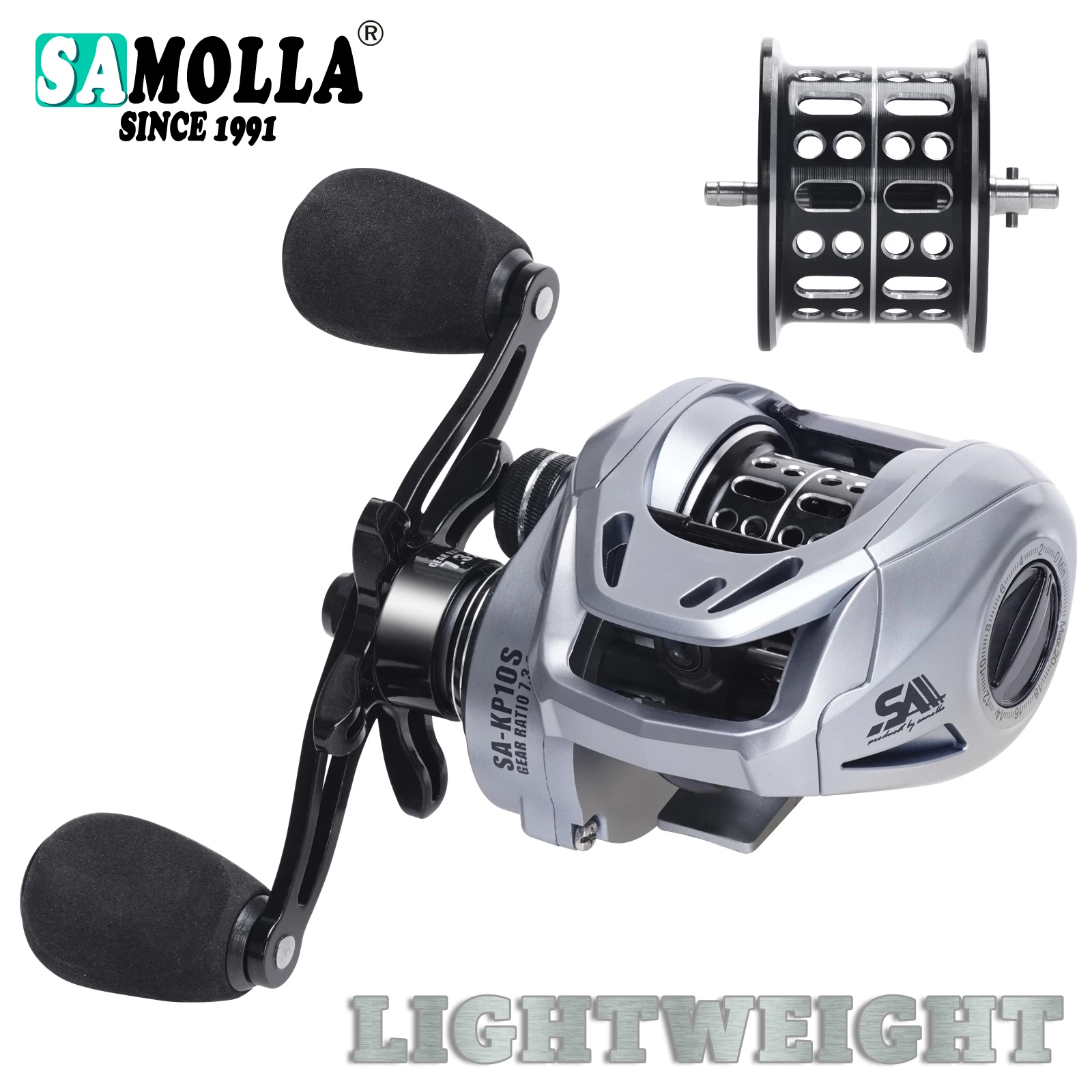 SAMOLLA Baitcasting Fishing Reel Long Shot Saltwater Casting Reel 7.3;1 10KG Max Drag 6+1BB Brass Gear Disc
SAMOLLA Baitcasting Fishing Reel Long Shot Saltwater Casting Reel 7.3;1 10KG Max Drag 6+1BB Brass Gear Disc