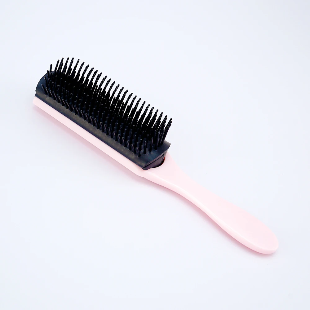 9-Row Professional Styling Brush - Soft Pink Ergonomic Handle, Black Nylon Bristles for Gentle Detangling & Texturizing
9-Row Professional Styling Brush - Soft Pink Ergonomic Handle, Black Nylon Bristles for Gentle Detangling & Texturizing