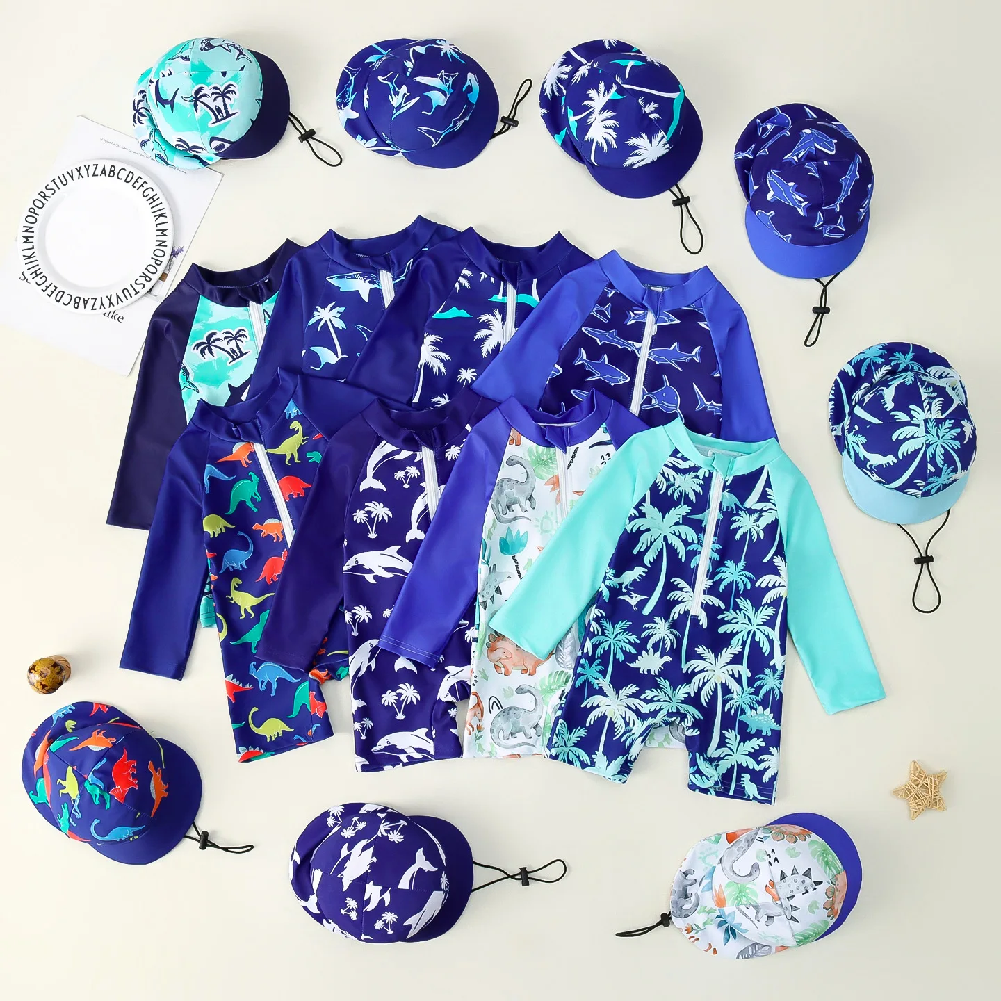 Boys One-piece Swimsuit + Sun Hat Kids Cartoon Shark Dino Print Long Sleeve Sun-protective Surfing Bathing Suit Baby Swimwear
Boys One-piece Swimsuit + Sun Hat Kids Cartoon Shark Dino Print Long Sleeve Sun-protective Surfing Bathing Suit Baby Swimwear