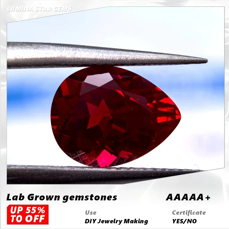L-Ruby Pear Shape VVS1 Lab Grown Gemstone Pigeon Blood Red Color DIY Ring Necklace Earrings Main Materials Certificate Wholesale
L-Ruby Pear Shape VVS1 Lab Grown Gemstone Pigeon Blood Red Color DIY Ring Necklace Earrings Main Materials Certificate Wholesale