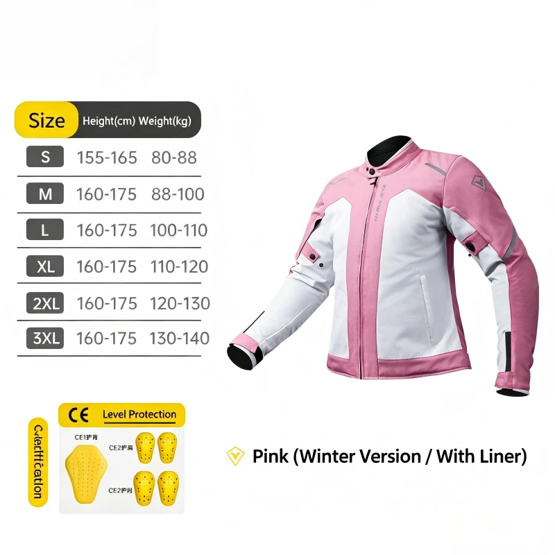 Winter Motorcycle Jacket Women Waterproof Windproof Moto Racing Coat CE Detachable Warm Inner Liner Anti-Fall Reflective Jacket
Winter Motorcycle Jacket Women Waterproof Windproof Moto Racing Coat CE Detachable Warm Inner Liner Anti-Fall Reflective Jacket