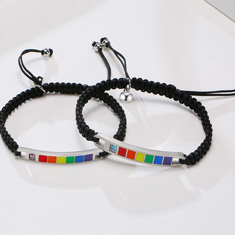 1Pair Nylon Weaving Titanium Steel Zircon Bracelets Adjustable Rainbow Lovers Bracelets for Women Men Fashion Jewelry
1Pair Nylon Weaving Titanium Steel Zircon Bracelets Adjustable Rainbow Lovers Bracelets for Women Men Fashion Jewelry