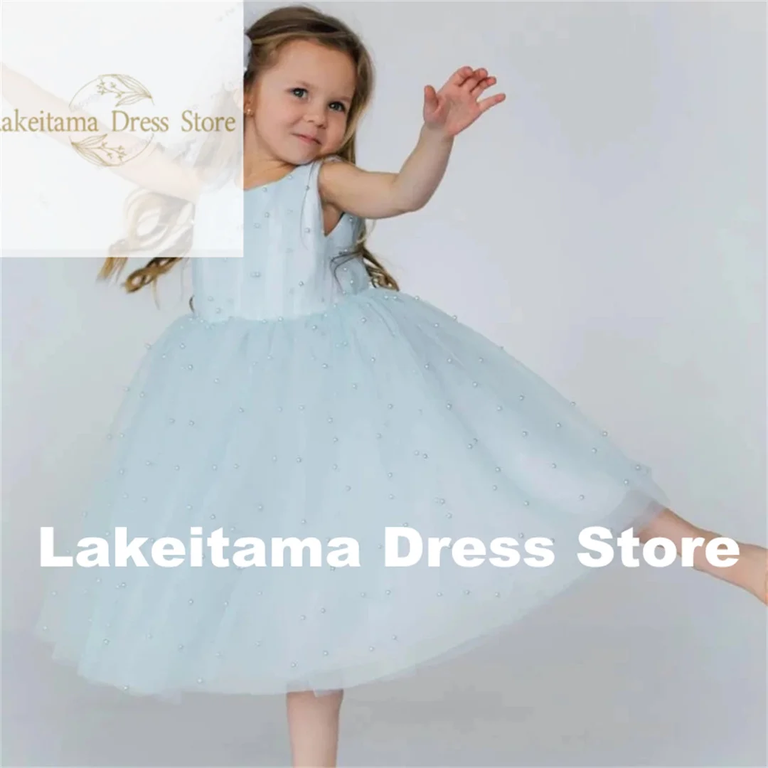 Customization Flower Girl Dresses Light Blue Tulle With Pearls Sleeveless For Wedding Birthday Party Occasion Holy Communion Gow
Customization Flower Girl Dresses Light Blue Tulle With Pearls Sleeveless For Wedding Birthday Party Occasion Holy Communion Gow