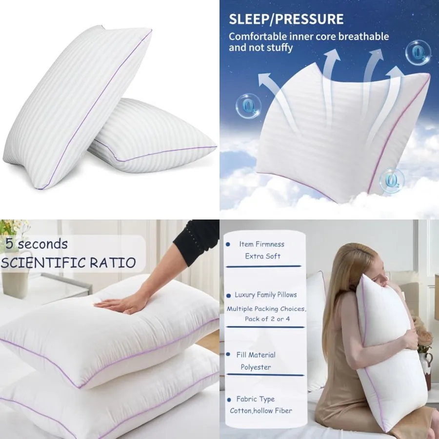 Pillows King Size Set of 2, Breathable Hotel Collection Bed Pillows for Sleeping Medium Soft Down Alternative Microfiber Filled
Pillows King Size Set of 2, Breathable Hotel Collection Bed Pillows for Sleeping Medium Soft Down Alternative Microfiber Filled