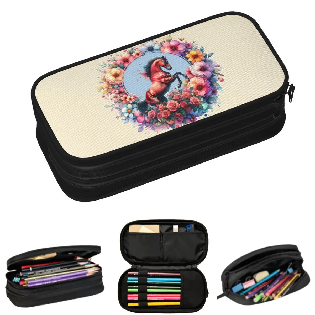 Spring Flowers Surround Horse Nature Pencil Cases for Students Gifts Pen Box Pencil Bag Big Capacity Pencil Pouch
Spring Flowers Surround Horse Nature Pencil Cases for Students Gifts Pen Box Pencil Bag Big Capacity Pencil Pouch