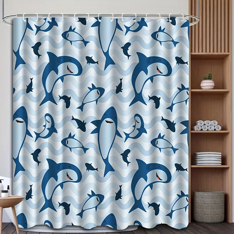 Large Waterproof Shark Print Shower Curtain Blue Ocean Wave Bathroom Liner for Tropical Sea Decor 180x180cm Home
Large Waterproof Shark Print Shower Curtain Blue Ocean Wave Bathroom Liner for Tropical Sea Decor 180x180cm Home