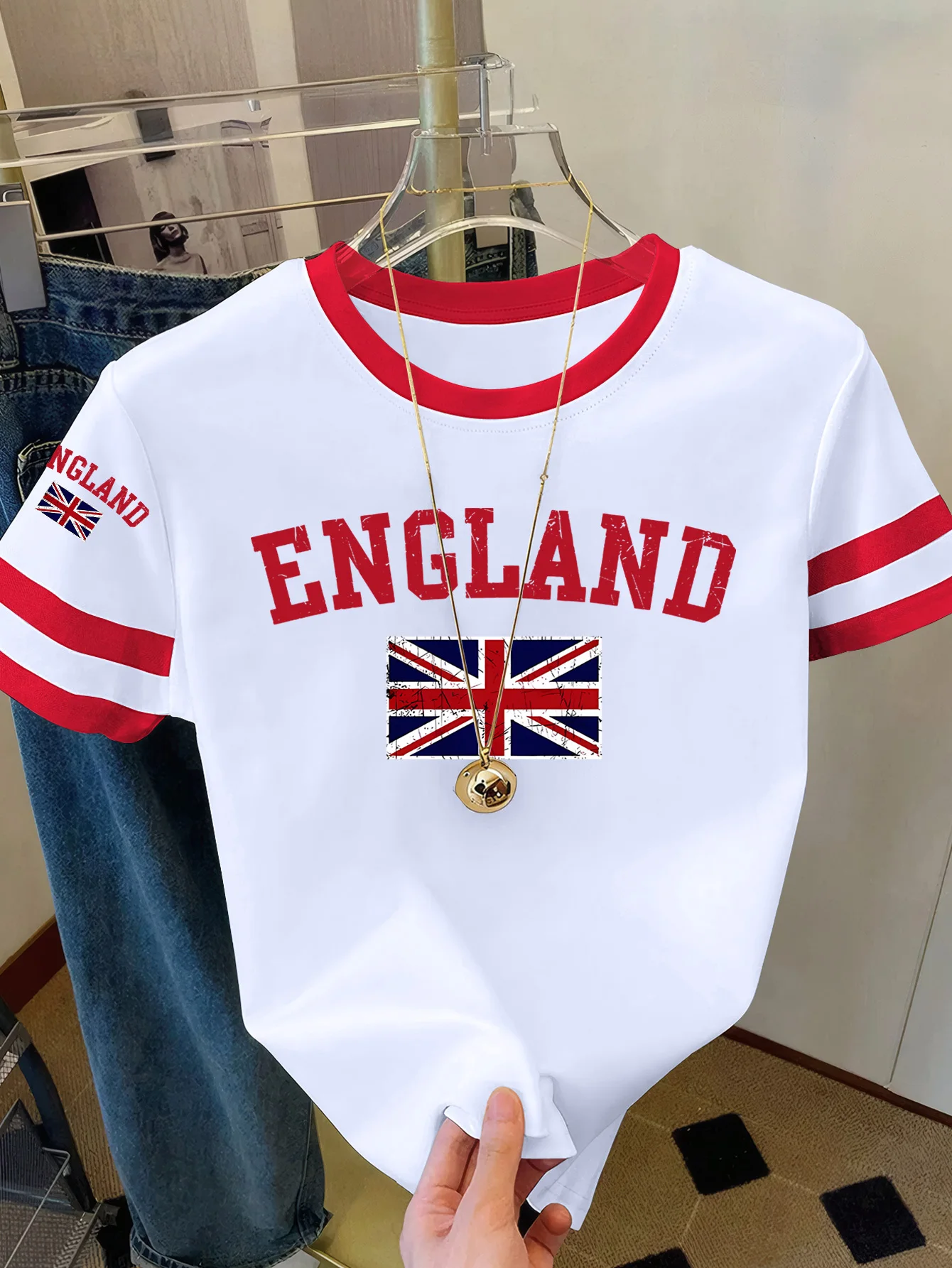 Summer Women's England Print Round Neck Short Sleeve T-Shirt Summer Graphic Te Jerseys Plus Size Sport T-Shirt Tops
Summer Women's England Print Round Neck Short Sleeve T-Shirt Summer Graphic Te Jerseys Plus Size Sport T-Shirt Tops