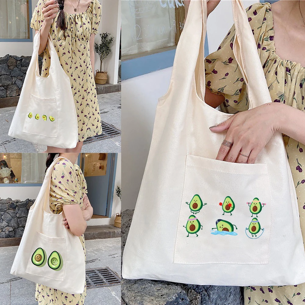 Women's Shopping Bags Canvas Commuter School Vest Bag Eco Cotton Cloth Avocado Series Fabric Grocery Shopper Handbags Tote Bag
Women's Shopping Bags Canvas Commuter School Vest Bag Eco Cotton Cloth Avocado Series Fabric Grocery Shopper Handbags Tote Bag