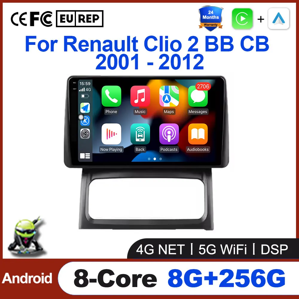 Car Radio For Renault Clio 2 BB CB 2001 - 2012 Stereo Multimedia Video Player Wireless Carplay GPS Navigation Android Auto
Car Radio For Renault Clio 2 BB CB 2001 - 2012 Stereo Multimedia Video Player Wireless Carplay GPS Navigation Android Auto