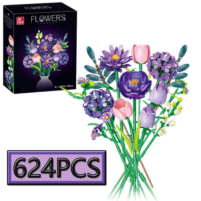 MOC 624PCS Creative Simulation Purple Eternal Flower Bouquet Building Block Model DIY Ornament Children's Puzzle Toy Gift
MOC 624PCS Creative Simulation Purple Eternal Flower Bouquet Building Block Model DIY Ornament Children's Puzzle Toy Gift